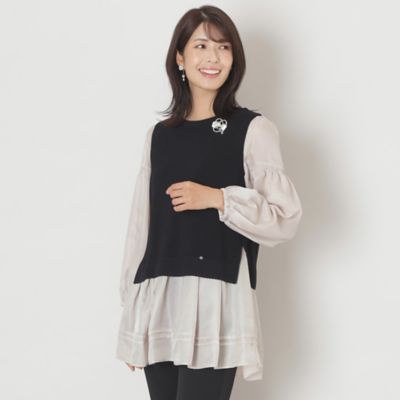 TO BE CHIC (Women)/トゥー ビー シック サテンブラウス レイヤーニット(W5N02419__)