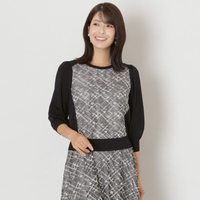 ＜TO BE CHIC (Women)＞チュールチェック刺しゅう　コンビニット（Ｗ５Ｎ０３４１８＿＿）