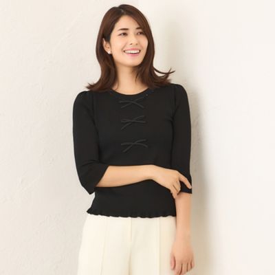 TO BE CHIC (Women)/トゥー ビー シック ビジュー & リボン ニット(W5N03633__) クロ09L トップス【三越伊勢丹/公式】