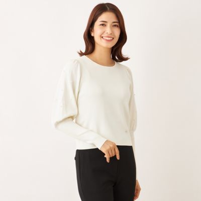 ＜TO BE CHIC (Women)＞ドットパールスリーブ　ニット（Ｗ５Ｎ０４６４４＿＿）