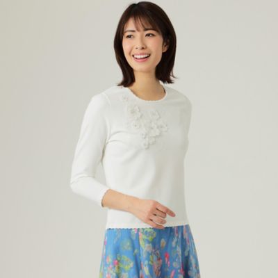 ＜TO BE CHIC (Women)＞レーヨンナイロンストレッチビジュー　ニットプルオーバー（Ｗ５Ｎ０５１１６＿＿）