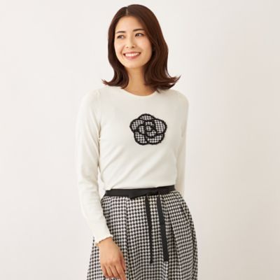 ＜TO BE CHIC (Women)＞千鳥カメリアモチーフ　ニット（Ｗ５Ｎ０５６４４＿＿）