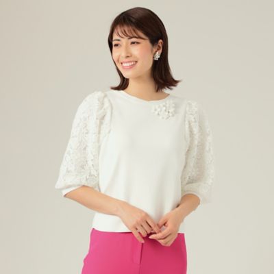 ＜TO BE CHIC (Women)＞ケミカルレースコンビ　ニットプルオーバー（Ｗ５Ｎ０６１３１＿＿）