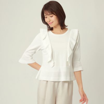 ＜TO BE CHIC (Women)＞コットンポリエステルフリル　ニットプルオーバー（Ｗ５Ｎ１１１５０＿＿）