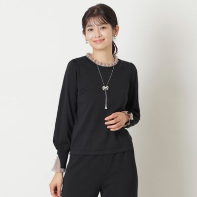 ＜TO BE CHIC (Women)＞シフォンレイヤード　プルオーバーニット（Ｗ５Ｎ１４４６８＿＿）