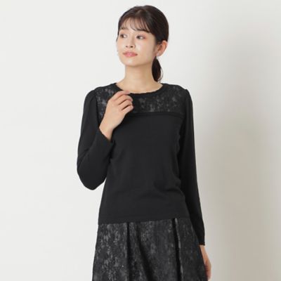 ＜TO BE CHIC (Women)＞レース刺しゅうコンビ　プルオーバーニット（Ｗ５Ｎ１７４７０＿＿）