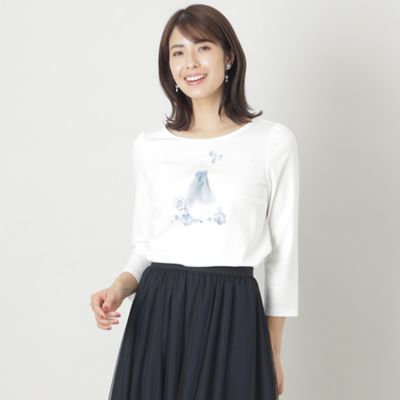 ＜TO BE CHIC (Women)＞ハイゲージポンチ　モチーフカットソー（Ｗ５Ｐ０１３１１＿＿）