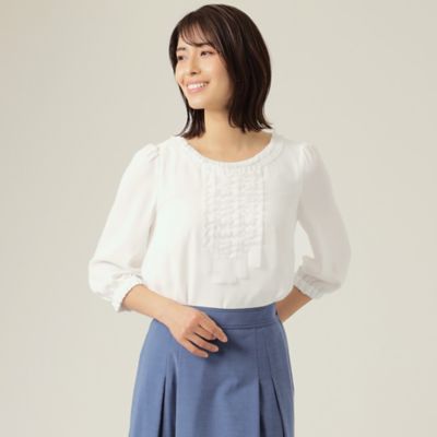 ＜TO BE CHIC (Women)＞フリルシフォンコンビ　カットソー（Ｗ５Ｐ０２１６３＿＿）