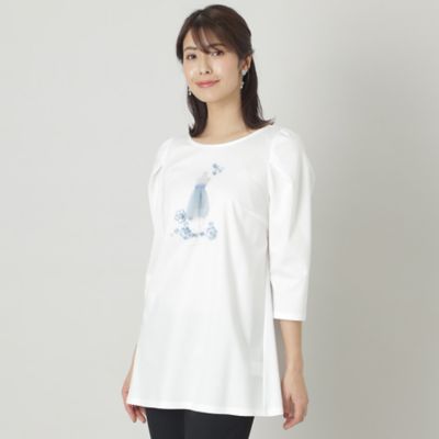 ＜TO BE CHIC (Women)＞ハイゲージポンチ　モチーフカットソーチュニック（Ｗ５Ｐ０２３１１＿＿）