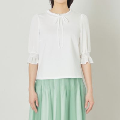 シフォンコンビギャザー　カットソー（Ｗ５Ｐ０２５３７＿＿）