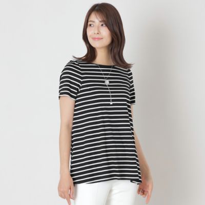 バッグリボン✳︎ボーダーTシャツ リボンネックボーダーTシャツ | レディースファッション通販