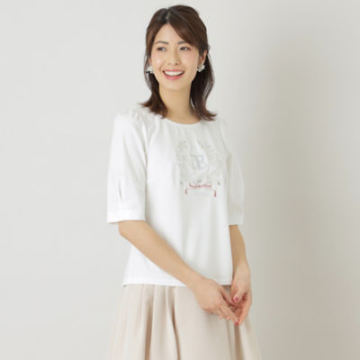 ＜TO BE CHIC (Women)＞コットンポンチ　フラワーモチーフカットソー（Ｗ５Ｐ０４３２５＿＿）