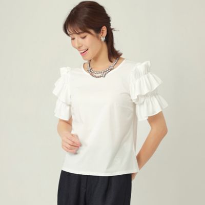 ＜TO BE CHIC (Women)＞プレーティング天竺　デザインスリーブカットソー（Ｗ５Ｐ１０１５４＿＿）