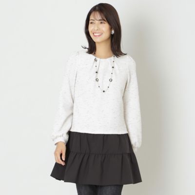 ＜TO BE CHIC (Women)＞ニットツイードコンビ　チュニック（Ｗ５Ｐ１０４４５＿＿）