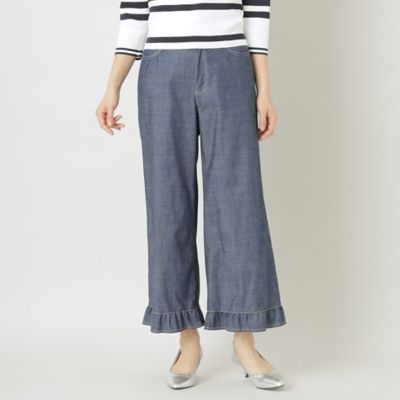 ＜TO BE CHIC (Women)＞ダブルスラブシャンブレー　ワイドパンツ（Ｗ５Ｒ０４３１８＿＿）