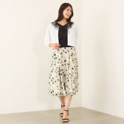 ESTNATION タフタフラワープリントタックスカート 36 ESTNATION タフタフラワープリントタックスカート 36