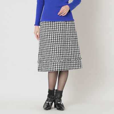 ＜三越伊勢丹/公式＞【SALE】TO BE CHIC (Women)/トゥー ビー シック ハウンドトゥースツイード Aラインスカート クロ ひざ丈スカート【三越伊勢丹/公式】