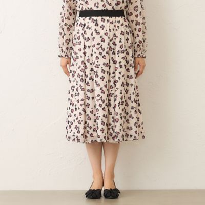 大きいサイズ☆yukiemon３L☆フラワー＆アニマルプリントフレアスカート アニマルフラワー タックフレアスカート（W5S08631＿＿