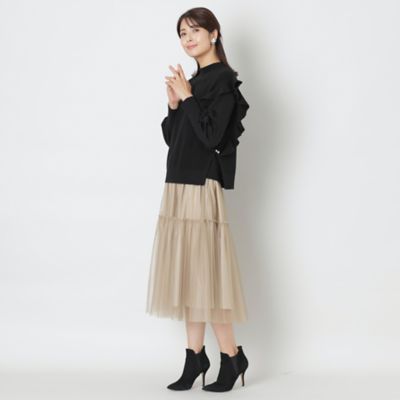 jolie mignon チュール使いティアードスカート　ブラック IMG_6610-1-1.jpg