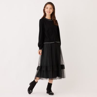 チュールヘムボーダー フレアスカート（W5S15656＿＿） | TO