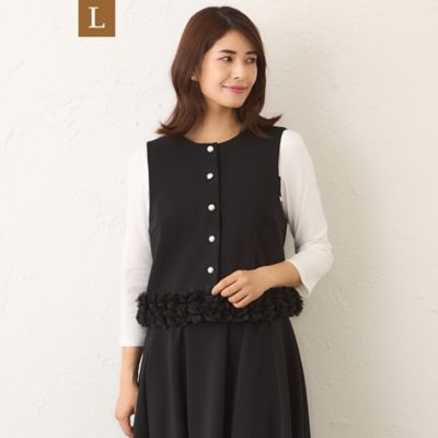 ＜TO BE CHIC L (Women/大きいサイズ)＞【Ｌ】マットストレッチダンボール　ショートジレ（Ｗ７Ｅ０２６３０＿＿）