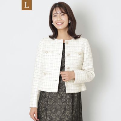 ＜TO BE CHIC L (Women/大きいサイズ)＞【Ｌ】ファンシーツイード　ノーカラージャケット（Ｗ７Ｅ０４４５４＿＿）