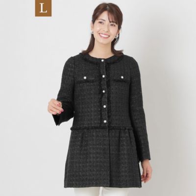 ＜TO BE CHIC L (Women/大きいサイズ)＞【Ｌ】テープヤーンラメファンシー　ロングジャケット（Ｗ７Ｅ０５２６５＿＿）