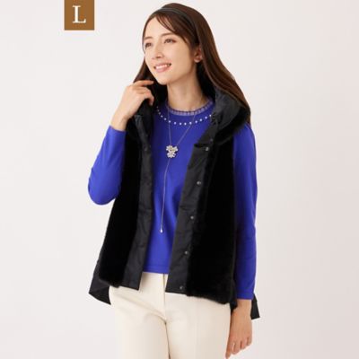 ＜TO BE CHIC L (Women/大きいサイズ)＞【Ｌ】フェイクファー　ドッキングジレ（Ｗ７Ｅ０９６７７＿＿）