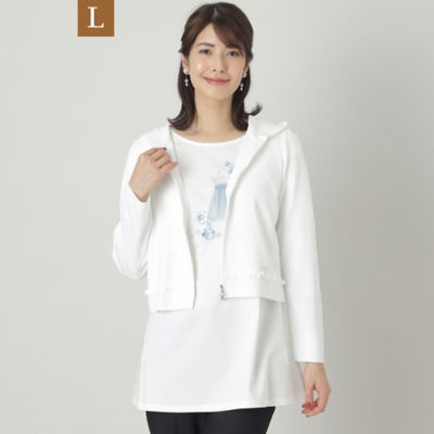 ＜TO BE CHIC L (Women/大きいサイズ)＞【Ｌ】レーヨンナイロン　フーディーニット（Ｗ７Ｆ０１３１２＿＿）