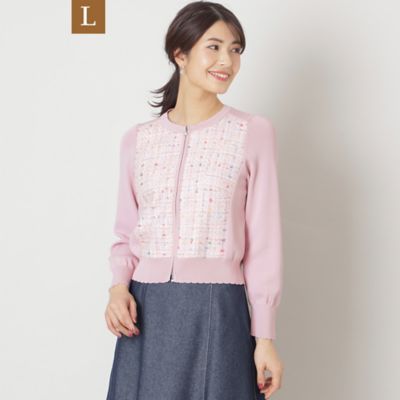 TO BE CHIC L (Women/大きいサイズ)/トゥー ビー シックＬ 【Ｌ】レインボーツイードコンビ　ニットブルゾン（Ｗ７Ｆ０２５１４＿＿）