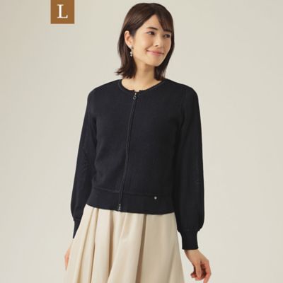 【Ｌ】メッシュラメ　ニットカーディガン（Ｗ７Ｆ０３１２８＿＿）