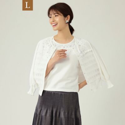 ＜TO BE CHIC L (Women/大きいサイズ)＞【Ｌ】フラワーモチーフ　ニットカーディガン（Ｗ７Ｆ０５１３８＿＿）