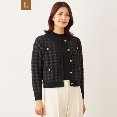 ＜TO BE CHIC L (Women/大きいサイズ)＞【Ｌ】フェザー千鳥　カーディガン（Ｗ７Ｆ０５６４６＿＿）