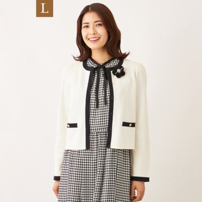 ＜TO BE CHIC L (Women/大きいサイズ)＞【Ｌ】バイカラー　ショートカーディガン（Ｗ７Ｆ０６６４７＿＿）
