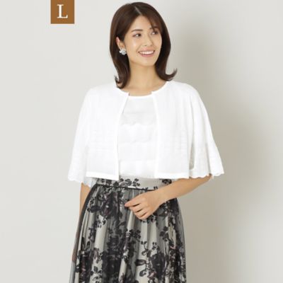 ＜TO BE CHIC L (Women/大きいサイズ)＞【Ｌ】透かし編みレーヨンナイロン　ボレロ（Ｗ７Ｆ０８３０２＿＿）