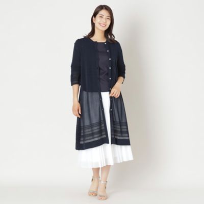 【Ｌ】透かし編み　ロングカーディガン（Ｗ７Ｆ１０５５５＿＿）