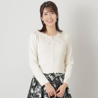 ＜TO BE CHIC L (Women/大きいサイズ)＞【Ｌ】レーヨンナイロンビジュー　カーディガン（Ｗ７Ｆ１６２６７＿＿）