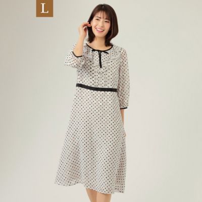 ＜TO BE CHIC L (Women/大きいサイズ)＞【Ｌ】ダブルドットプリント　ワンピース（Ｗ７Ｊ０１１０４＿＿）