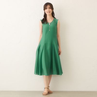 新品　TO BE CHIC ボイルワッシャー　ノースリーブドレス44 グリーン ボイルワッシャー ノースリーブドレス｜トゥービーシックの通販