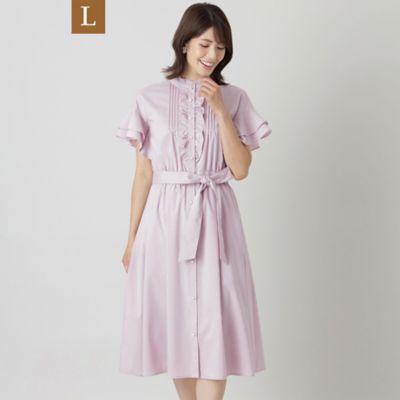 ＜TO BE CHIC L (Women/大きいサイズ)＞【Ｌ】プレーンストレッチフリルスリーブ　ワンピース（Ｗ７Ｊ０３２１３＿＿）