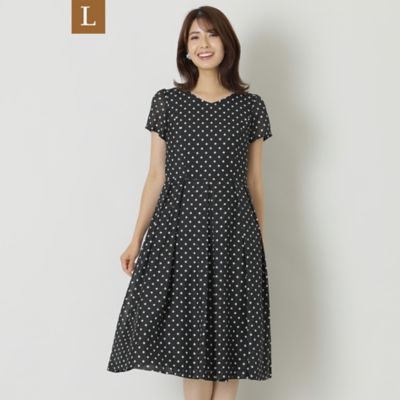 ＜TO BE CHIC L (Women/大きいサイズ)＞【Ｌ】スパンドットプリント　ワンピース（Ｗ７Ｊ０３４００＿＿）