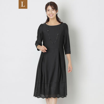 ＜TO BE CHIC L (Women/大きいサイズ)＞【Ｌ】タフタヘムドット　ワンピース（Ｗ７Ｊ０４４２９＿＿）