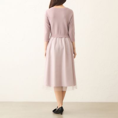 L】ニットコンビ チュールワンピース（W7J05635＿＿） | TO