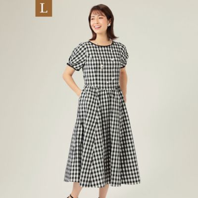 ＜TO BE CHIC L (Women/大きいサイズ)＞【Ｌ】ギンガムドビー　ワンピース（Ｗ７Ｊ０７１３２＿＿）