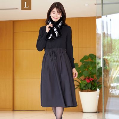 L】レーヨンナイロンニットコンビ ワンピース（W7J08255＿＿