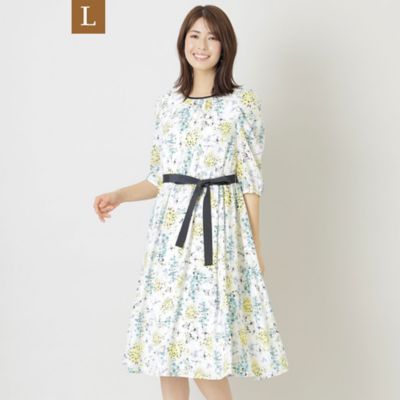 ＜TO BE CHIC L (Women/大きいサイズ)＞【Ｌ】フラワープリント　ノーカラーワンピース（Ｗ７Ｊ０８３３４＿＿）