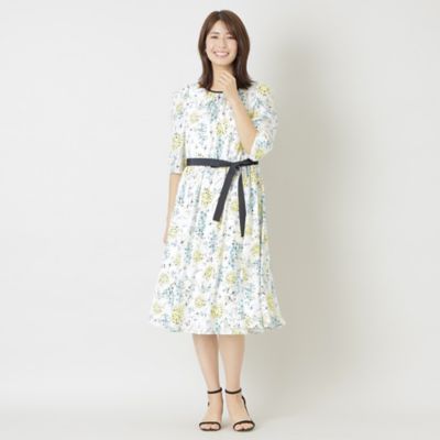 【Ｌ】フラワープリント　ノーカラーワンピース（Ｗ７Ｊ０８３３４＿＿）
