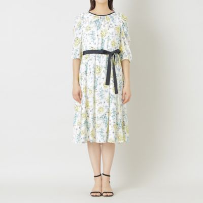 【Ｌ】フラワープリント　ノーカラーワンピース（Ｗ７Ｊ０８３３４＿＿）