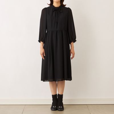 allureville ジョーゼットサファリポケットワンピース　ブラック　タグ付 allureville ジョーゼットサファリポケットワンピース ブラック