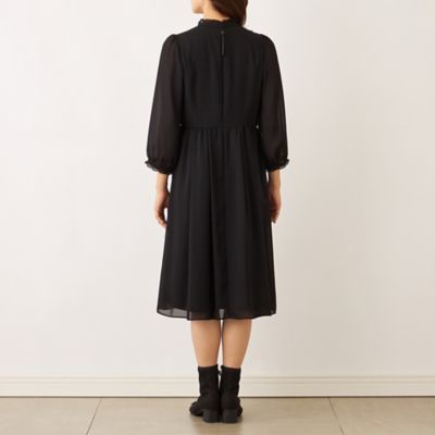 allureville ジョーゼットサファリポケットワンピース　ブラック　タグ付 L】ブラックジョーゼット ワンピース（W7J08673＿＿